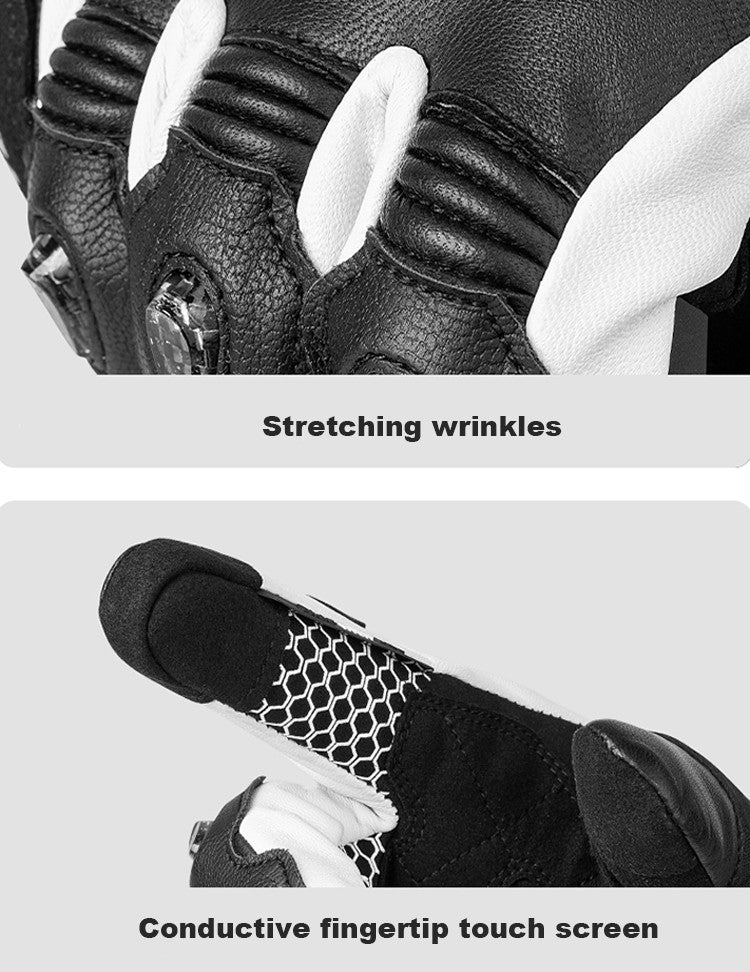 Luvas de Inverno FEHER para Moto Couro Touchscreen Quente Impermeável Junta de Dedo em Fibra de Carbono Luvas de Motociclismo