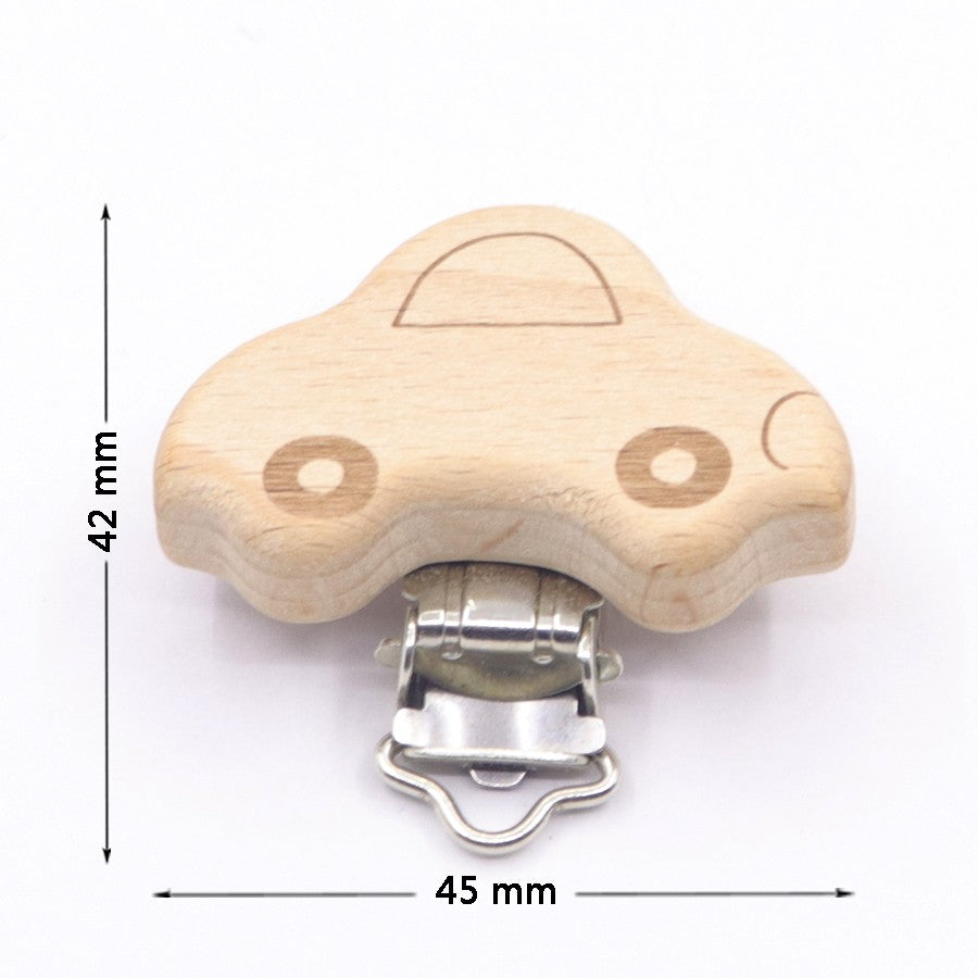 5PCS Wooden Rabbit Pacifier Clip Baby Accessories Wooden Animal Pacifier Metal Holder Elephant Pacifier Wooden Baby Teeth