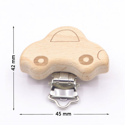 5PCS Wooden Rabbit Pacifier Clip Baby Accessories Wooden Animal Pacifier Metal Holder Elephant Pacifier Wooden Baby Teeth