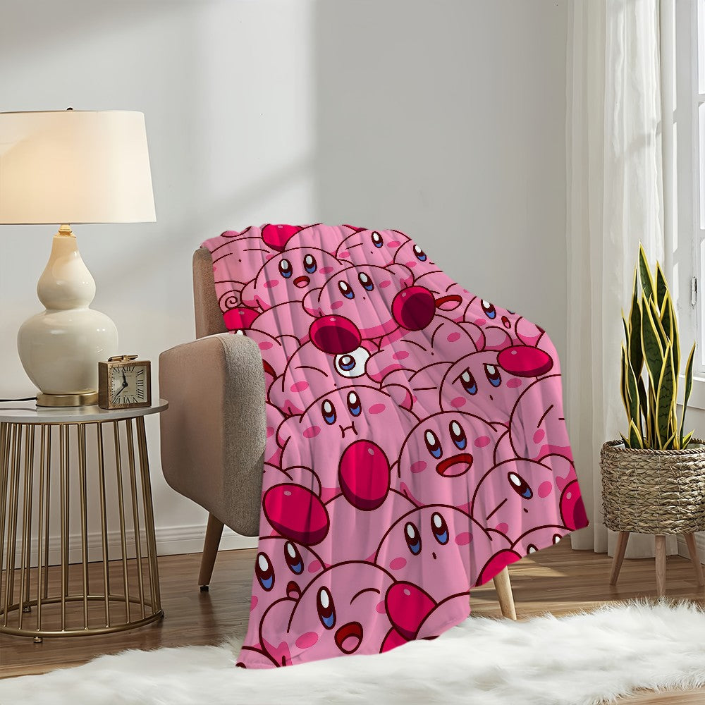 Cute Cartoon K-Kirby Blanket Soft Comfortable Nap Plush Suitable For Iiving Room Office Bedroom Birthday Home Kid Gift