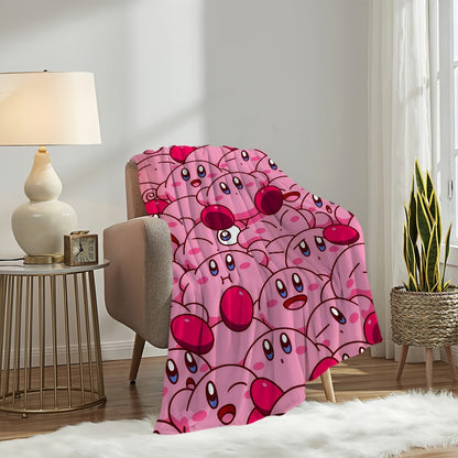 Cute Cartoon K-Kirby Blanket Soft Comfortable Nap Plush Suitable For Iiving Room Office Bedroom Birthday Home Kid Gift