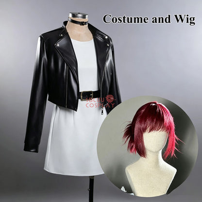 SBluuCosplay Tayama Yamada Cosplay Costume Smoking Behind the Supermarket PU Coat Dress Halloween Carnival Party Suit