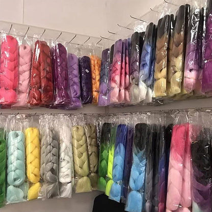 Cabelo Sintético Trança Jumbo 24 Polegadas Ombre Jumbo Extensão de Cabelo para Mulheres Tranças DIY Roxo Rosa Amarelo Cinza Lihu