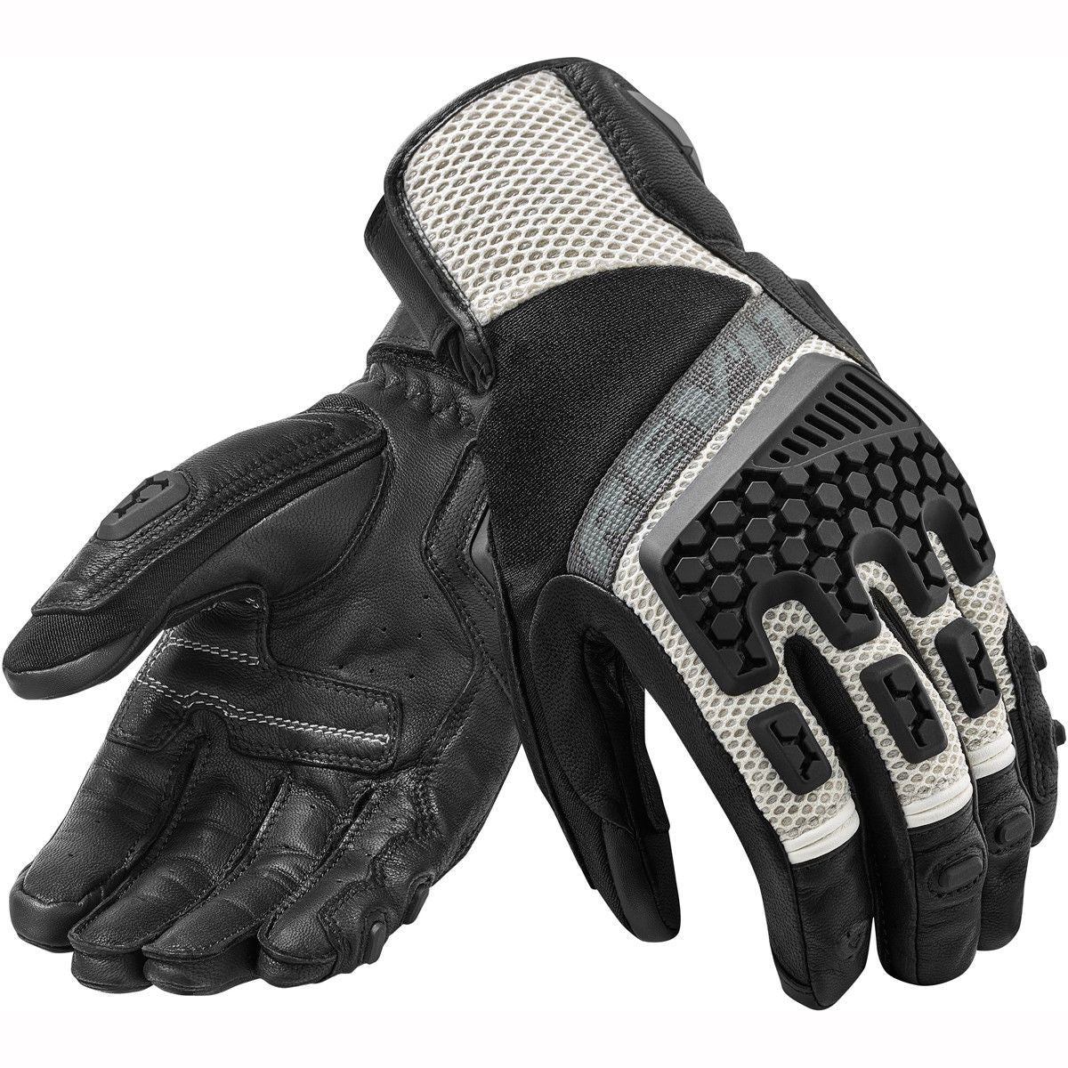Luvas Ventiladas de Couro Genuíno para Motocicleta Revit Sand 3 para Teste de Motocicleta de Aventura, Luvas de Corrida