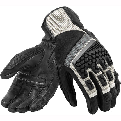 Luvas Ventiladas de Couro Genuíno para Motocicleta Revit Sand 3 para Teste de Motocicleta de Aventura, Luvas de Corrida