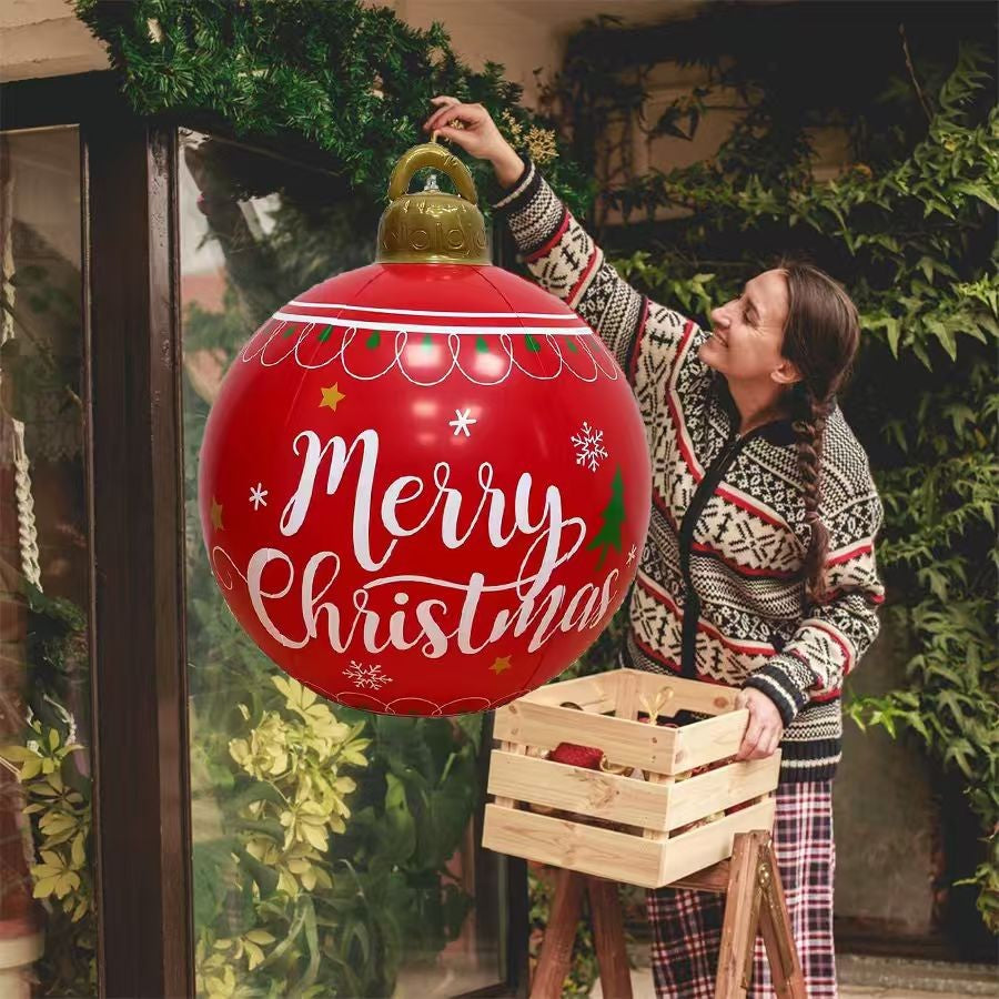 32 Inch Giant PVC Inflatable Christmas Ball Ornaments Outdoor Large Xmas Blow Ball Decorations for Christmas Party Ornaments