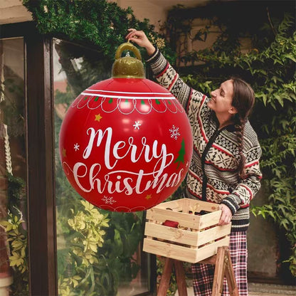 32 Inch Giant PVC Inflatable Christmas Ball Ornaments Outdoor Large Xmas Blow Ball Decorations for Christmas Party Ornaments