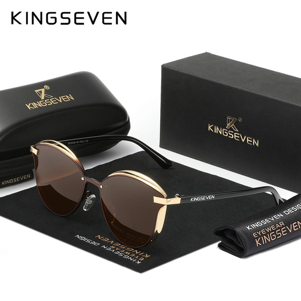 KINGSEVEN Trend Luxury Cat Eye Women's Glasses Polarized Sunglasses UV400 Lens for Lady Travel Eyewear