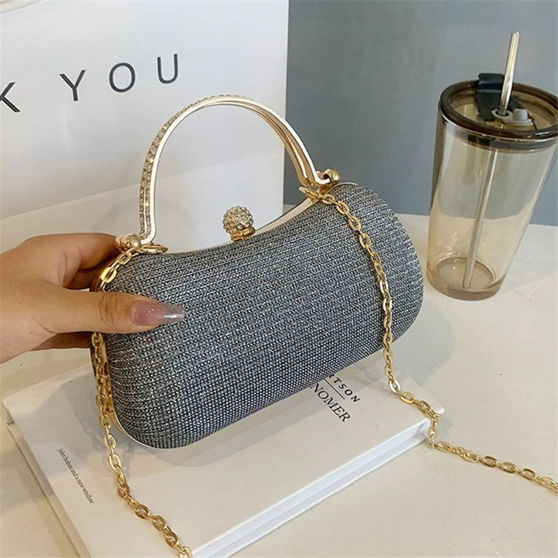 Shiny Mini Evening Bag, Rhinestone Chain Purse, Luxury Glitter Banquet Handbag, Perfect For Party, Wedding, Prom, Dinner/Banquet