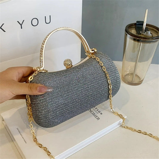 Shiny Mini Evening Bag, Rhinestone Chain Purse, Luxury Glitter Banquet Handbag, Perfect For Party, Wedding, Prom, Dinner/Banquet