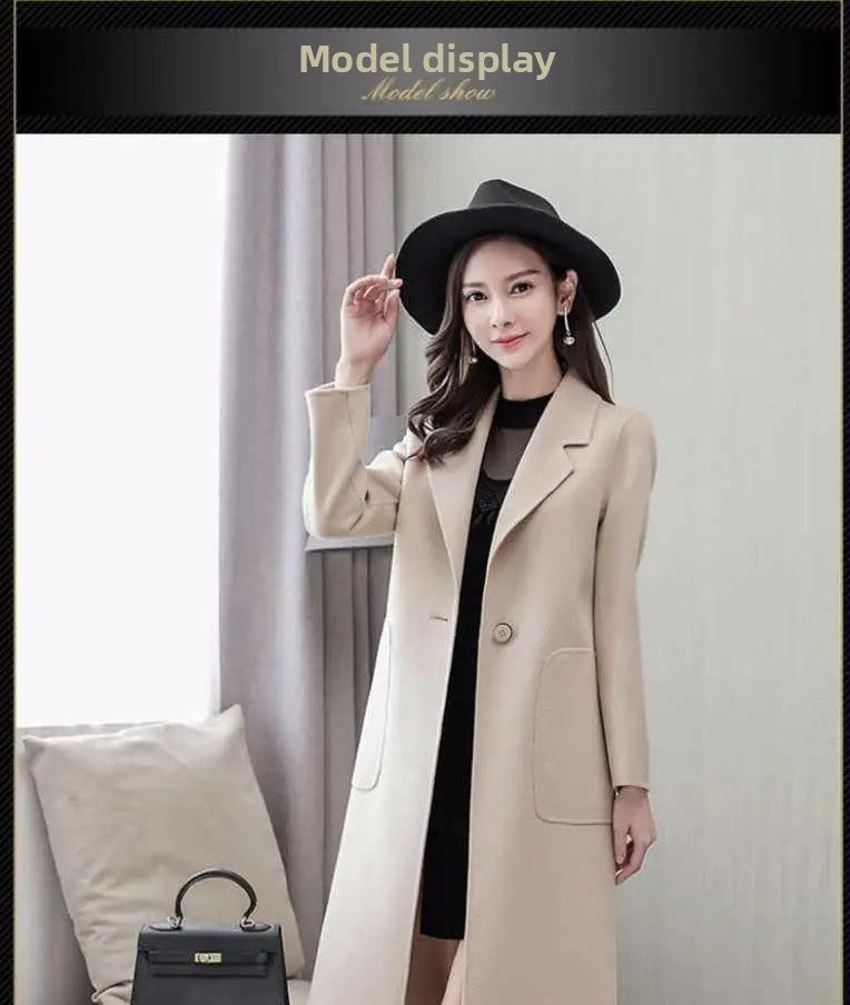 Fashionable Woolen Coat Women's Stylish Meticulous Korean Version Medium Length Autumn Winter New Style Polyester Fiber