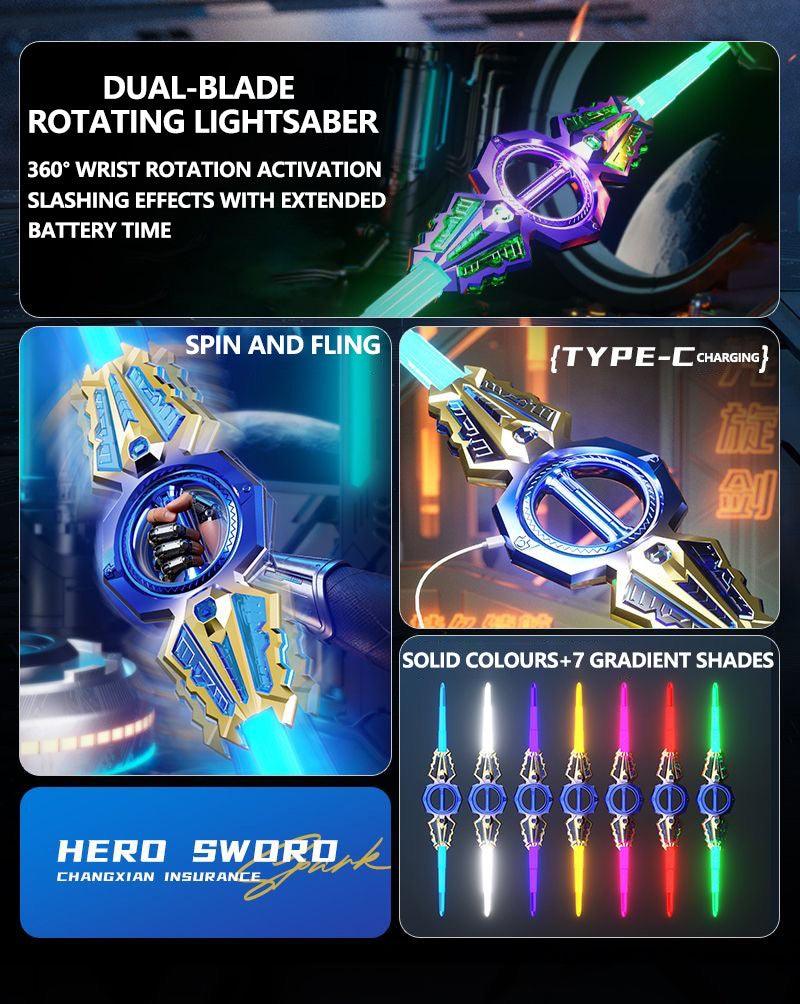 Sound & Light Rotate Sword 14 Multi-Color Flash LED Light Shine Cosplay Sword Toy Party Family Interactive Toy For Kids & Adult