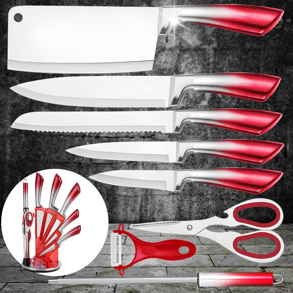 MDHAND 9 Peças Conjunto de Blocos de Facas de Aço Inoxidável com Afiador Cortar Fatiar Frutas Carne Cutelo Faca Utilitária Facas Acessórios