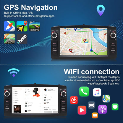 Rádio Automotivo para Toyota Hilux 2005 - 2014 Sem Fio para Carplay e Android Auto, Tela Sensível ao Toque IPS de 7 Polegadas Câmera de Ré WiFi SWC-2+32G