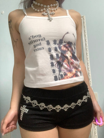 Y2k clothing Gothic punk Harajuku sexy ultra short cross rivet hot girl Kawaii women's clothing girl Kpop Gothic Emo girl short