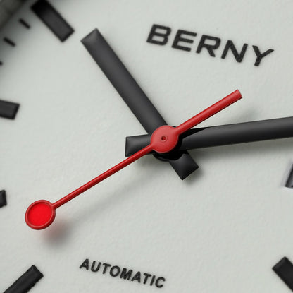 BERNY Automatic Watch Men 40mm Luminous Railway Time Dial MIYOTA 8215 Nylon Strap Sapphire 50M Waterproof Men's Mechanical Watch