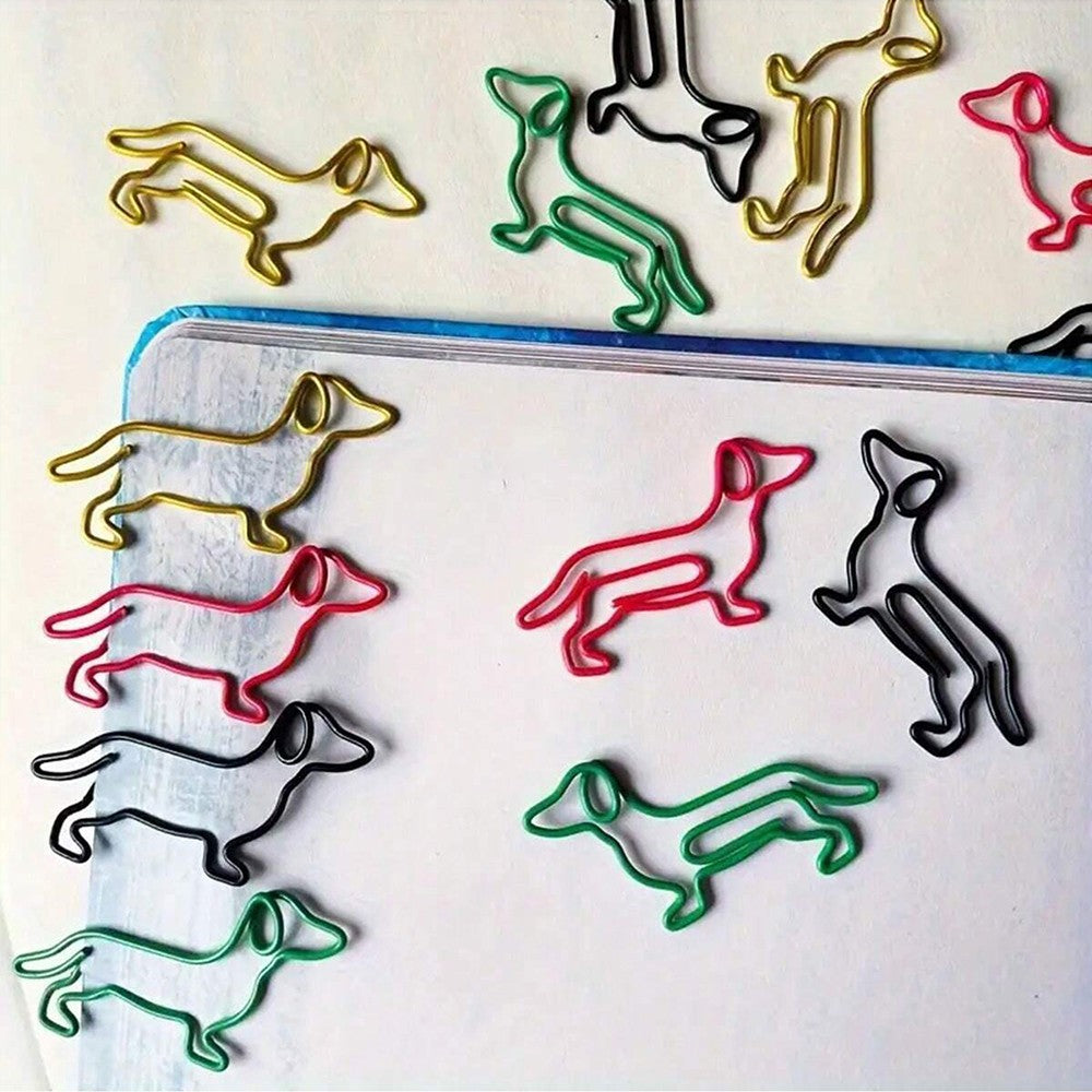20/40/50Pcs Metal Paper Clips Cat Dog Musical Notes Assorted Color Paperclips Bookmark Teacher Students Office Supplies