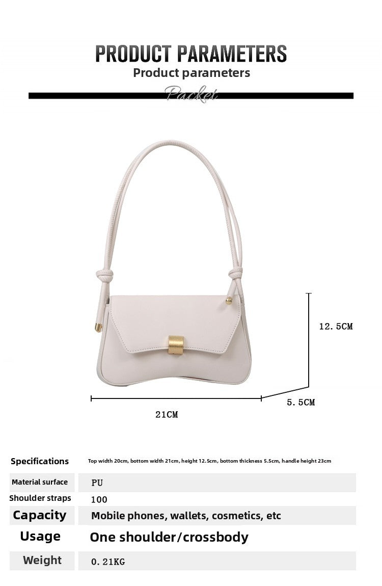 Simple Metal Buckle Handbag MessengerBag, Stylish and Versatile Shoulder Underarm Bag, Chic Baguette Bags for Women Daily Use