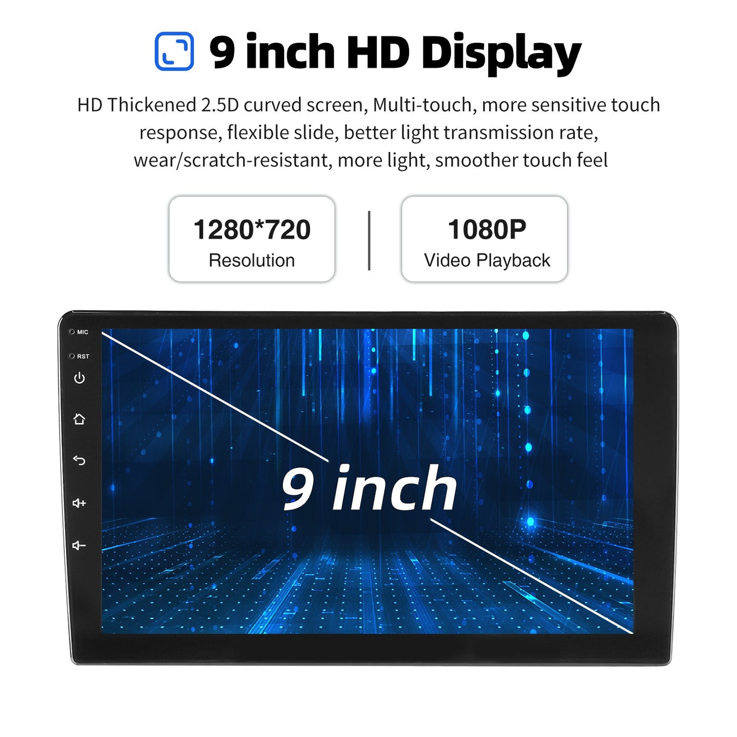 ESSGOO 4+64G Auto Rádio Multimídia Sem Fio CarPlay Android Auto Duplo 2 DIN 9" IPS Tela Sensível ao Toque GPS SAT NAVI FM DAB+ WIFI