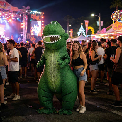 Green Dinosaur Inflatable Costume Mascot Parade Adult Character Cosplay Animal Birthday Halloween Party Event Set