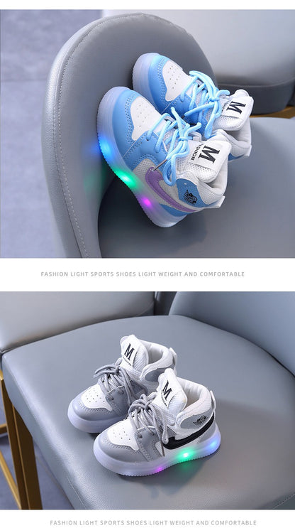 Children Shoe Spring and Autumn Boys Girls Lighted Sneakers Glowing Shoe Soft Soled Breathable Casual Infant Toddler Shoes