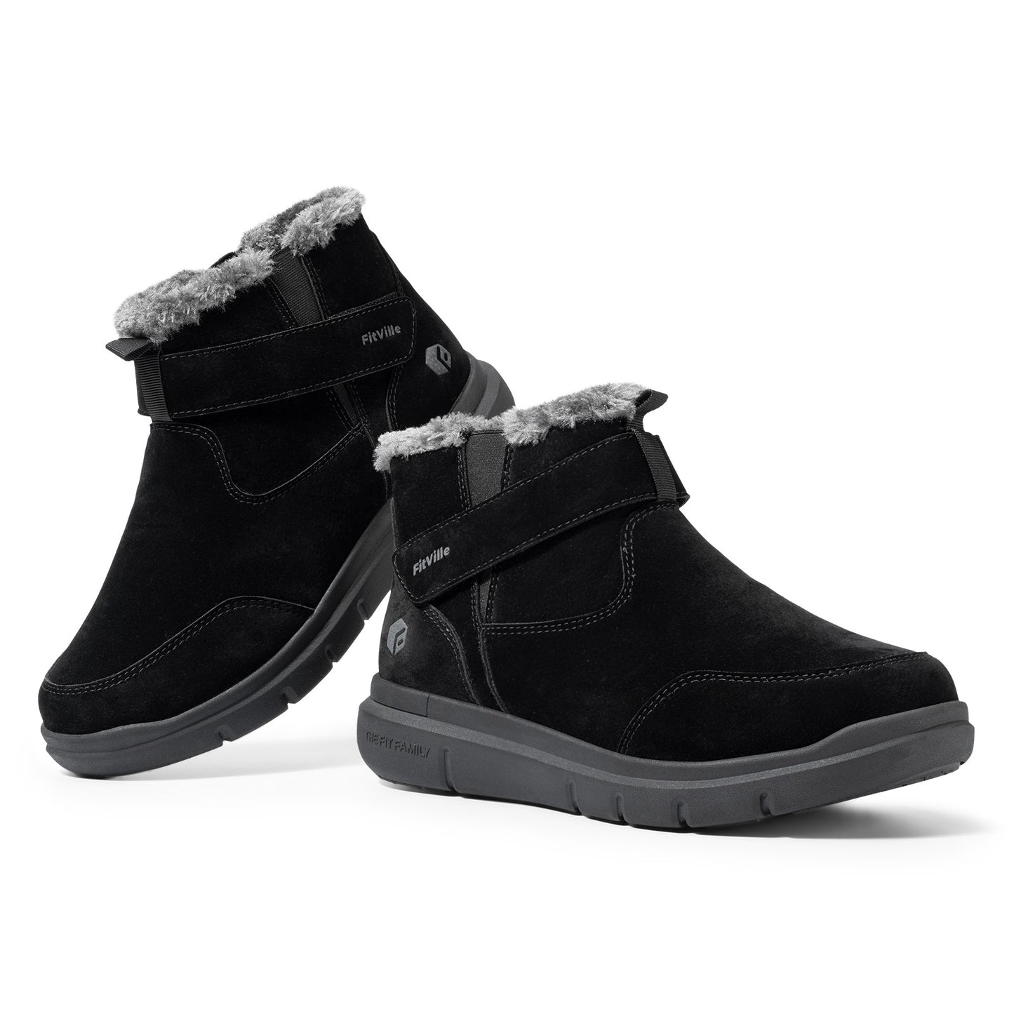 Fitville Men's Boots Winter Wide Version Outdoor Lightweight Snow Boots Men's Waterproof & Non-Slip Thick Warm Thick Fur