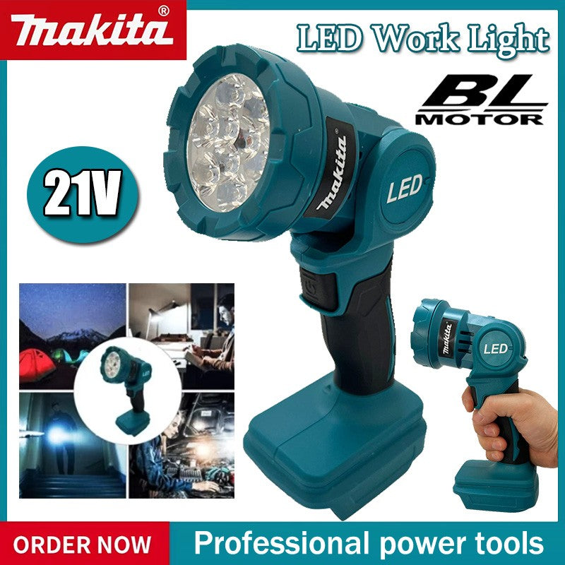 Luz de trabalho LED sem fio Makita Lanterna recarregável Ferramentas elétricas com bateria de 18V Ferramenta de holofote para ambientes internos e externos noturnos