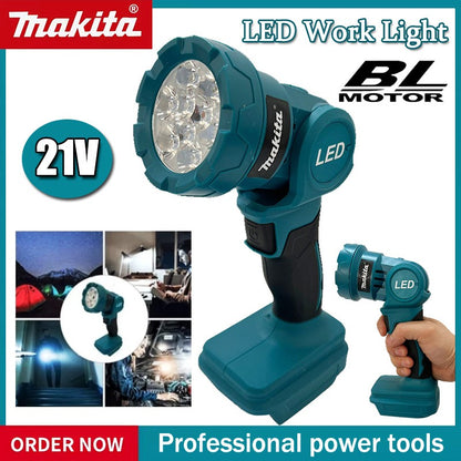 Luz de trabalho LED sem fio Makita Lanterna recarregável Ferramentas elétricas com bateria de 18V Ferramenta de holofote para ambientes internos e externos noturnos