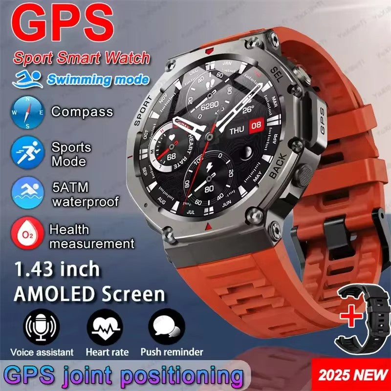 T-Rex 3 Ultra Built-in Dual-band GPS Smartwatch 5ATM Waterproof 48mm AMOLED Compass 170+ Sport Durable Military Smart Watch 2025