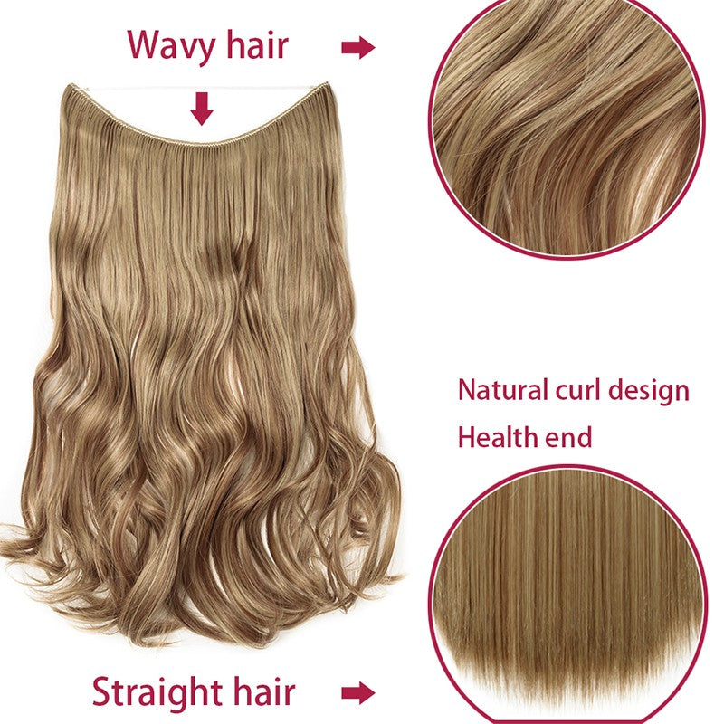 BENEHAIR Cabelo Sintético com Fio Invisível Sem Clipes Extensões de Cabelo Linha Secreta de Pesca Apliques de Cabelo Falso Para Mulheres
