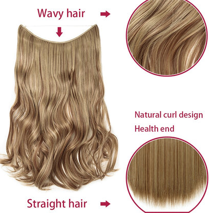 BENEHAIR Cabelo Sintético com Fio Invisível Sem Clipes Extensões de Cabelo Linha Secreta de Pesca Apliques de Cabelo Falso Para Mulheres