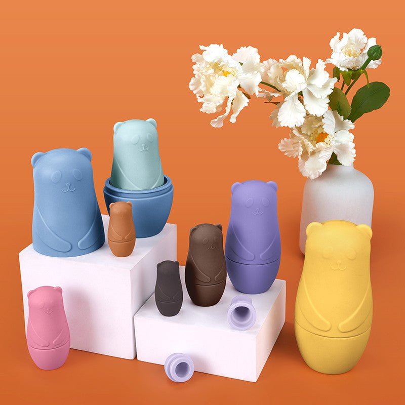 Brinquedo de empilhamento de silicone Matryoshka bonecas russas para bebês brinquedos de boneca dentro de boneca de empilhamento de silicone para interação