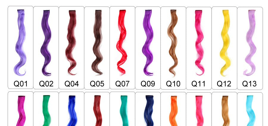 Cabelo Sintético Arco-Íris Ondulado, Extensões de Cabelo Longas, Extensões de Cabelo com um Único Clipe, Perucas Coloridas de Fibra Sintética, Cabelo Falso 20";;VERDADEIRO;;"Q33,20inches