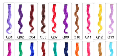 Cabelo Sintético Arco-Íris Ondulado, Extensões de Cabelo Longas, Extensões de Cabelo com um Único Clipe, Perucas Coloridas de Fibra Sintética, Cabelo Falso 20";;VERDADEIRO;;"Q33,20inches