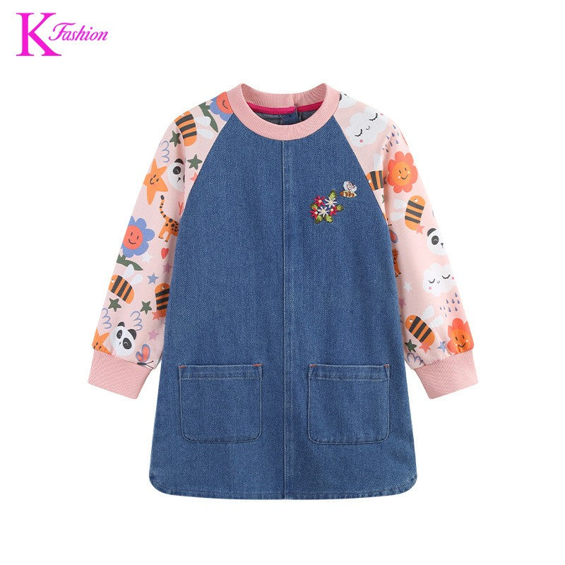 Girls Dress For Kids 4-8 Y New Children's Princess Dress Denim Children's Fashion Clothing
