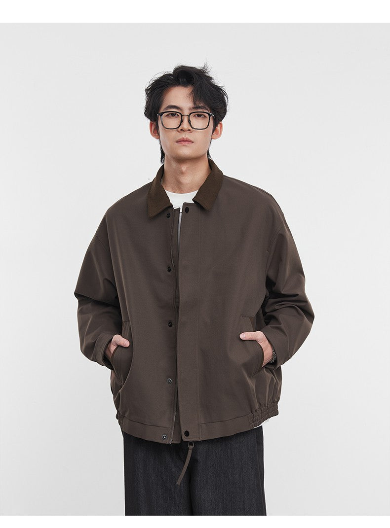 American Retro Men's Fashion Jacket 2025 Spring and Autumn New Loose Solid Color Lapel Workwear Top Men's Jacket