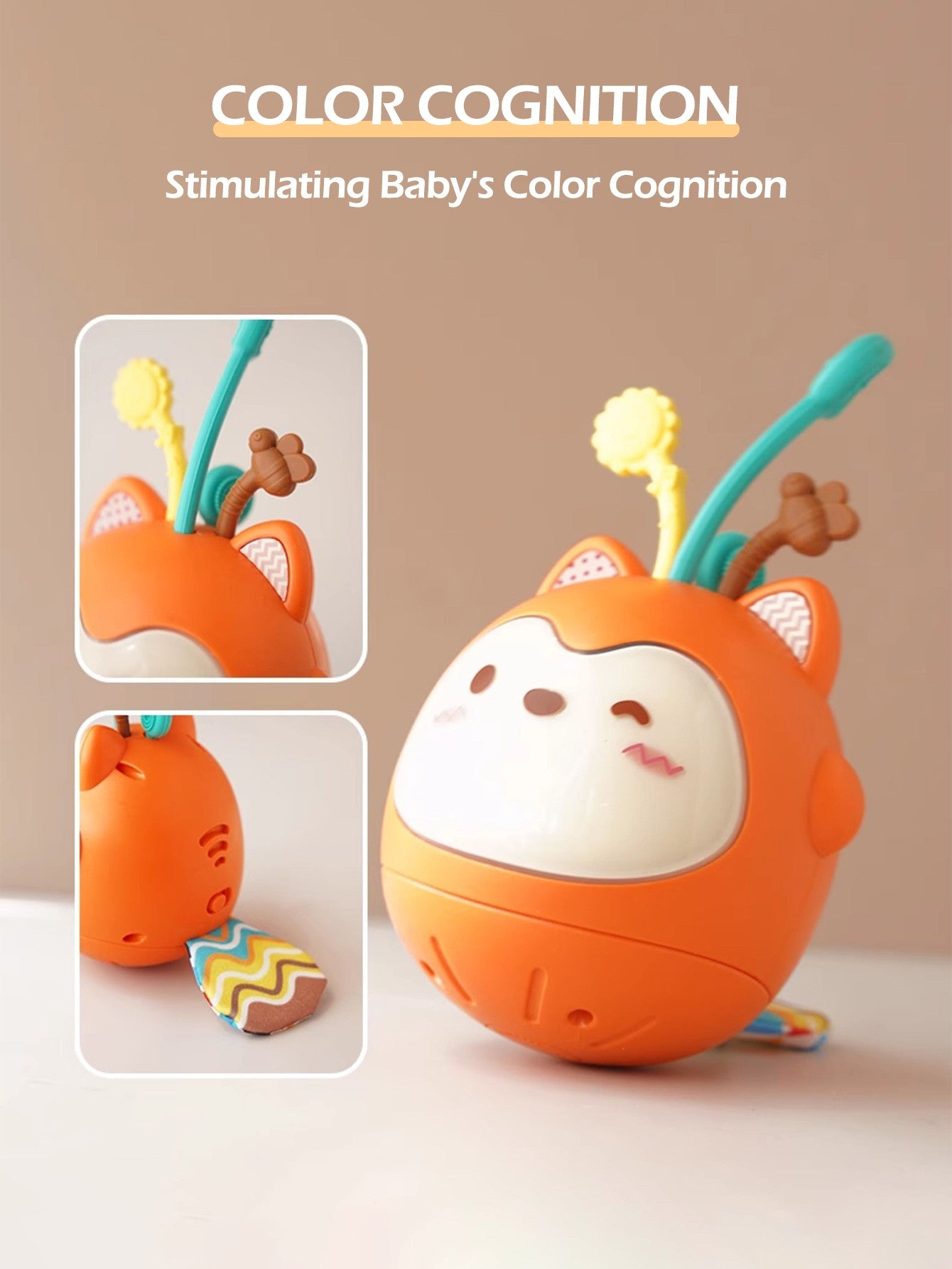 1pc little fox bumbler baby to learn crawling and head up training baby teether toy with sound light Christmas gift