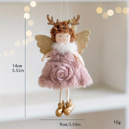 New Christmas Plush Angel Doll Pendant Ornaments Xmas Tree Hanging Decorations For Home Festive Party Decor 2024 New Year Gifts