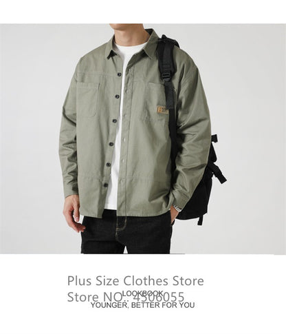 Loose Casual Boys Shirts Outdoor Long Sleeve Army Green Cotton 7XL 8XL 9XL 10XL 150KG Plus Size Cargo Blouses Black Men Clothes