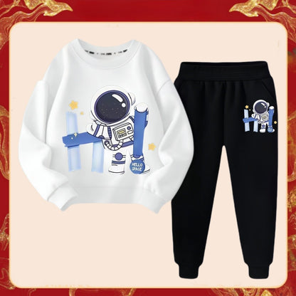 Spring Children Boy Clothes Set Kid Girls Letter Printed Sweatshirts Pullover Top And Pants 2 Piece Suit Astronaut Tracksuits