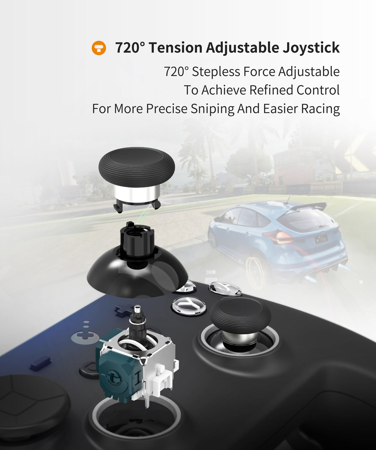 GuliKit TT Max Wireless Controller for Nintendo Switch 1/2 with Tension Adjustable TMR Joysticks for Windows Android iOS