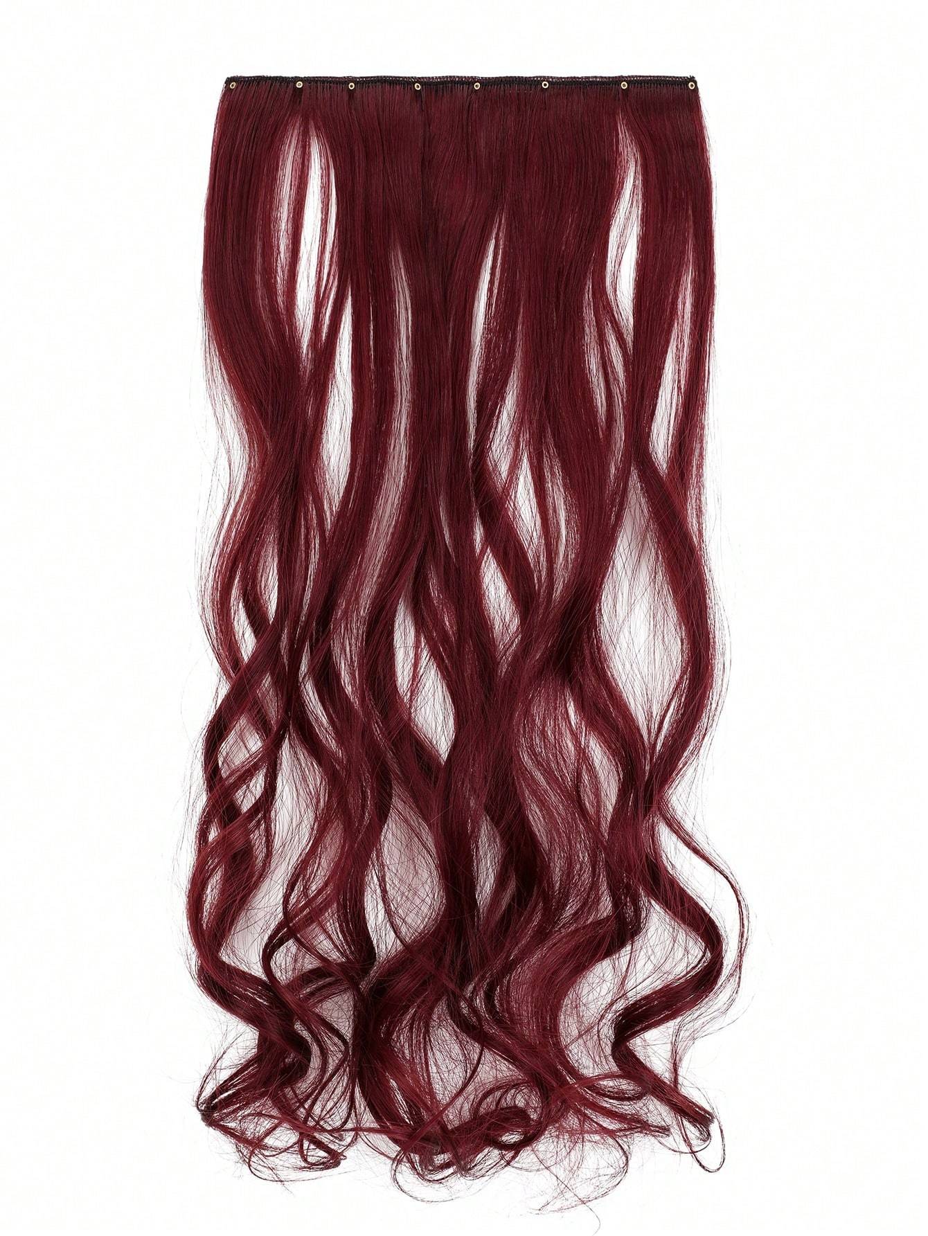 7 peças, onda grande, preto, 22 polegadas, médio, aplique de cabelo sintético com clipe