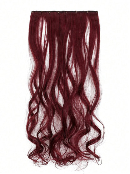 7 peças, onda grande, preto, 22 polegadas, médio, aplique de cabelo sintético com clipe