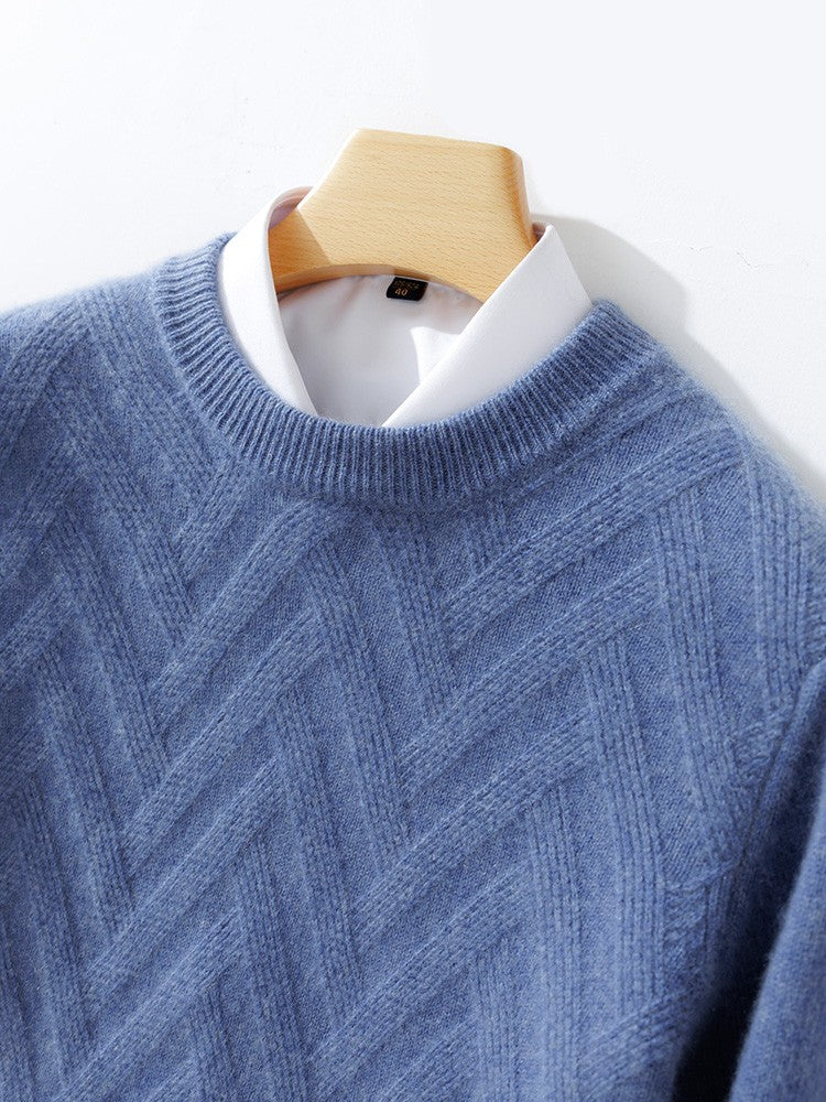 Men's Cashmere Sweater Autumn Winter  O-neck Long Sleeve Pullover  Casual Clothing 100% Merino Wool high-end Knitwear Top