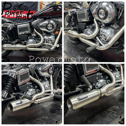Big Bore Stepped 1 3/4" to 2" head pipe 2-into-1 Exhaust Pipe For Harley Dyna Fat Bob CVO Low Rider Street Bob Super Glide 06-17