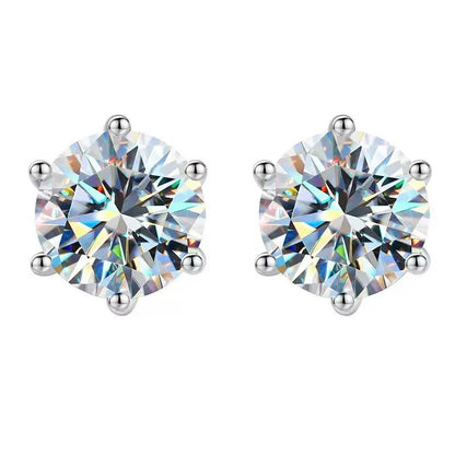 Brincos de tacha de moissanita TEN CARATS 0.3-3CT para mulheres Prata Esterlina 925 Corte Redondo Dazzling Joias Presente