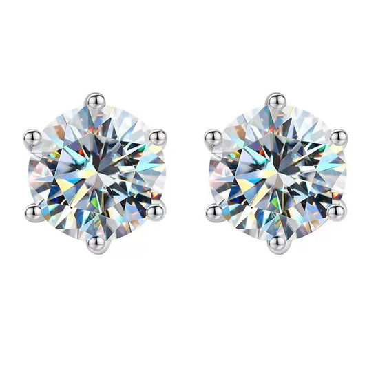 TEN CARATS 0.3-3CT Moissanite Stud Earrings for Women 925 Sterling Silver GAR Round Cut Dazzling Jewelry Gift