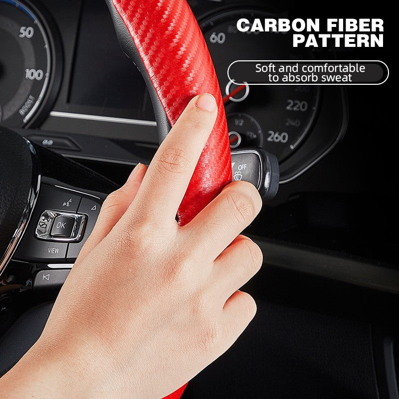 Capa Universal de Volante Antiderrapante de Fibra de Carbono para Carro, Capa Auxiliar de Volante para Carro, Acessórios Antiderrapantes
