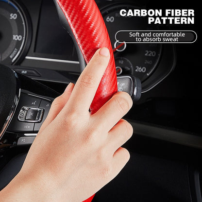 Capa Universal de Volante Antiderrapante de Fibra de Carbono para Carro, Capa Auxiliar de Volante para Carro, Acessórios Antiderrapantes