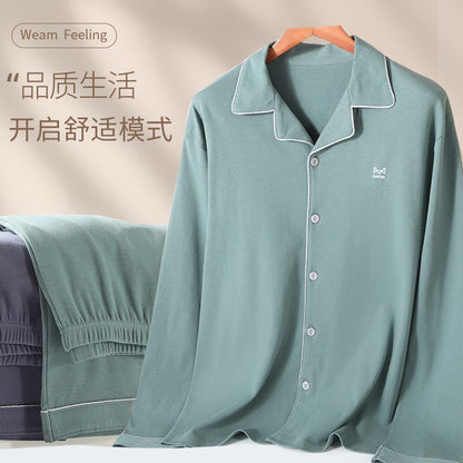 High Quality 100% Cotton Pajamas Suit Men Outside Classic Simple Male's Homewear Fashion Soft Breathable Sleepwear Business Gent